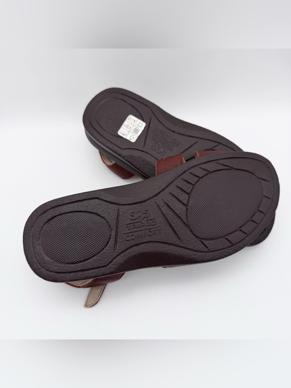 SAS Duo Brown Leather Triple Strap Slingback Sandals Women 5.5 WW Wide EUC - Picture 10 of 10